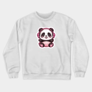 A Panda Sticker listening to Music. Sticker Crewneck Sweatshirt